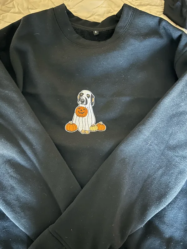Dog Ghost Halloween Sweatshirt Black - Image 3