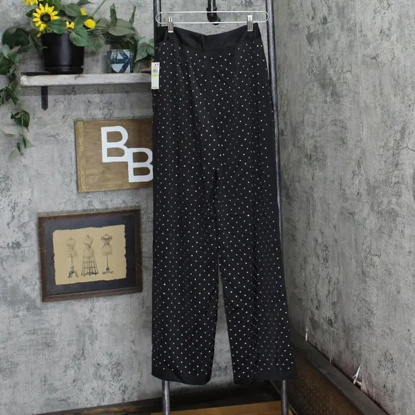 Danielle Bernstein Womens Studded Party Wide Leg Pants 7439-0167 Black 4 - Image 2
