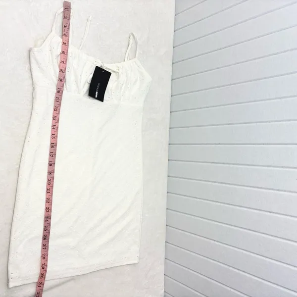 FASHIONOVA Chic Cream Spaghetti Strap White‎ Mini Dress Size L - Image 5