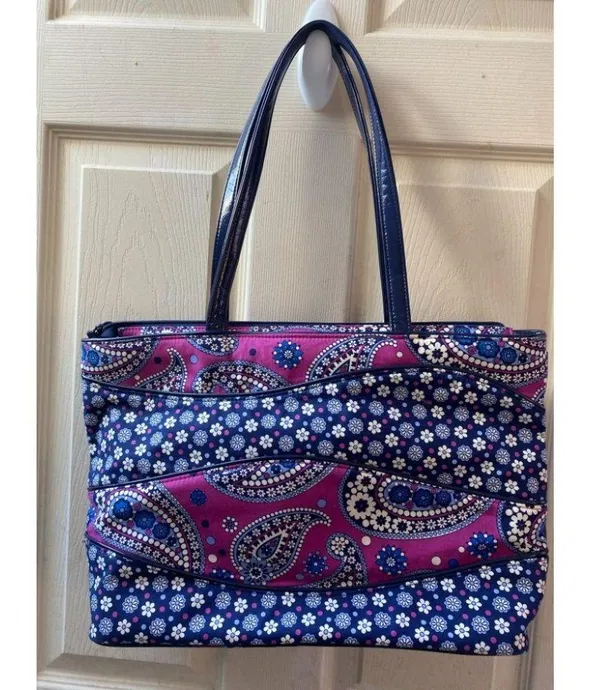 Vera Bradley Blue Pink Quilted Fabric Tote Bag - Image 2