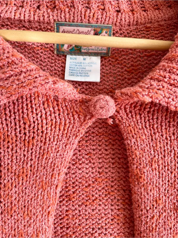 April Cornell Women Knit Cardigan Sweater Button Collar Oversized Boxy M VTG - Image 4