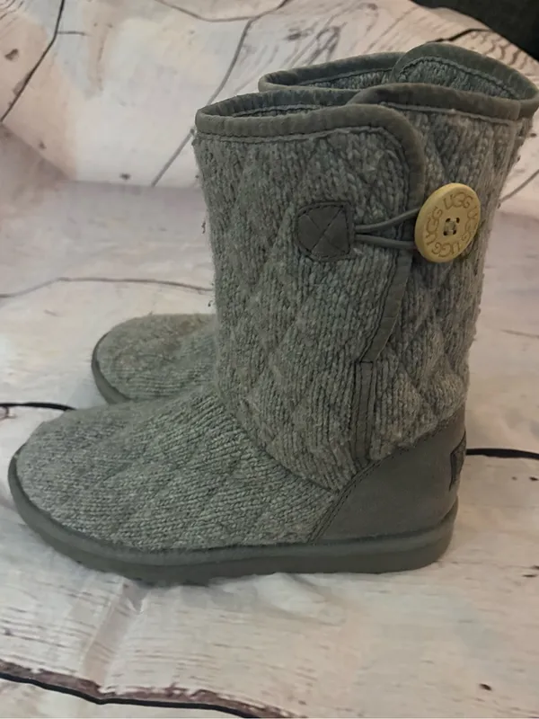 Women’s UGG Knit Button Accent Winter Boot - Gray 7 - Image 2