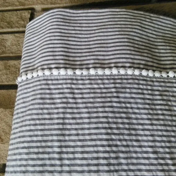 Eliza J Shift Dress Seersucker Stripe Crochet 12P - Image 5