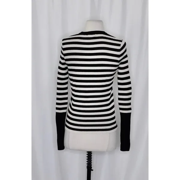 ATM Anthony Thomas Melillo Striped Ribbed Knit Merino Wool Sweater Large - Image 8