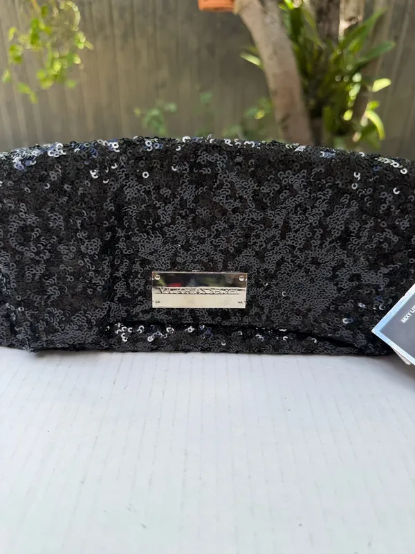 Victoria’s Secret Black Sequin Clutch Cosmetic Bag NWT Give Me VS Evening Pouch - Image 12