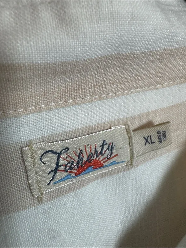 Faherty Malibu Vallerta Stripe Long Sleeve Linen Shirt XL Womens - Image 4