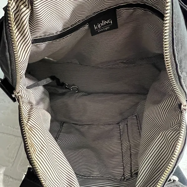 Kipling Shoulder Bag Black‎ Nylon Travel Double Strap Lightweight Solid Medium - Image 10
