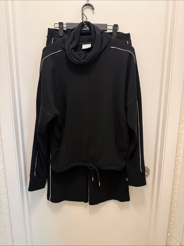 VARLEY Rona High Neck Active Sweat Set Black White S/M - Image 2