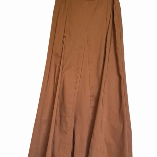 OGL Burnt Orange Maxi Flare Skirt Lyocell Linen Blend A Line NWT Small - Image 2