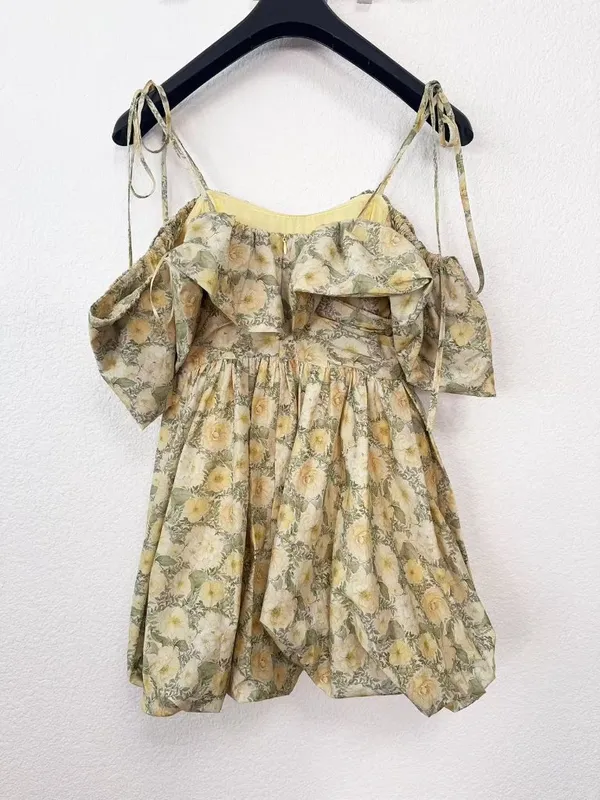 En Saison Blaine Off Shoulder Mini Dress in Buttercup Sage Small $138 - Image 5