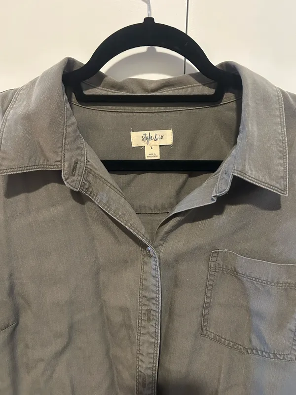 Style & Co Gray Button-Up Shirt - Image 2