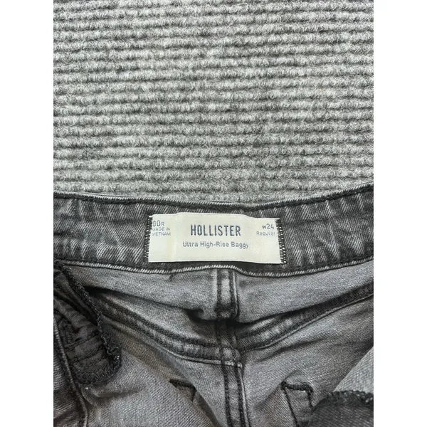 Hollister Ultra High Rise Baggy Jeans Black Wash Wide Leg Grunge‎ 24 X 29 SZ 00 - Image 4