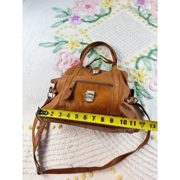 Borse‎ in Pelle Italian Cognac Brown Leather Satchel Crossbody Bag - Image 7