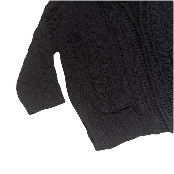 Anthropologie POL Women's Black Chunky Cable Knit Open Front cardigan Size‎ M - Image 3