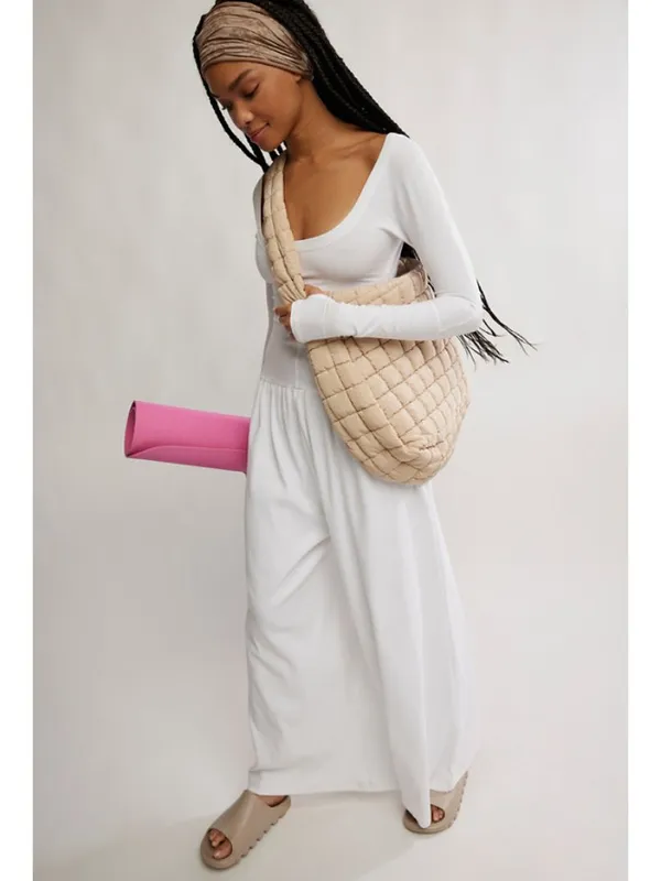 FREE PEOPLE Movement Hot Shot Wide Leg Onesie in White Size Small - Image 3
