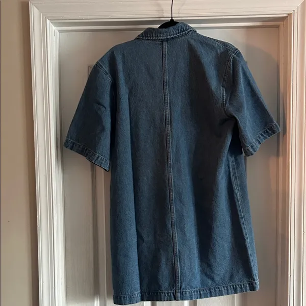 Future Collective Blue Denim Short Sleeve Polo Dress - Image 10
