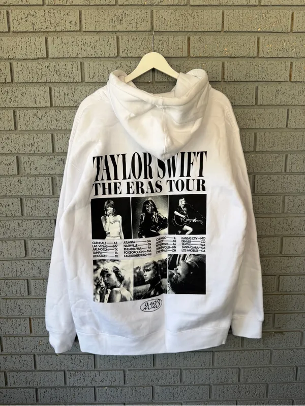 Taylor Swift The Eras Tour Collagw White HoodieSweatshirt Large Oversized Fit - Image 4