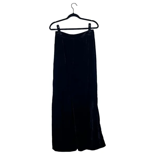 Anthropologie‎ Velvet Solid Wide Leg Pants Black Goth Elegant Size 4 - Image 5