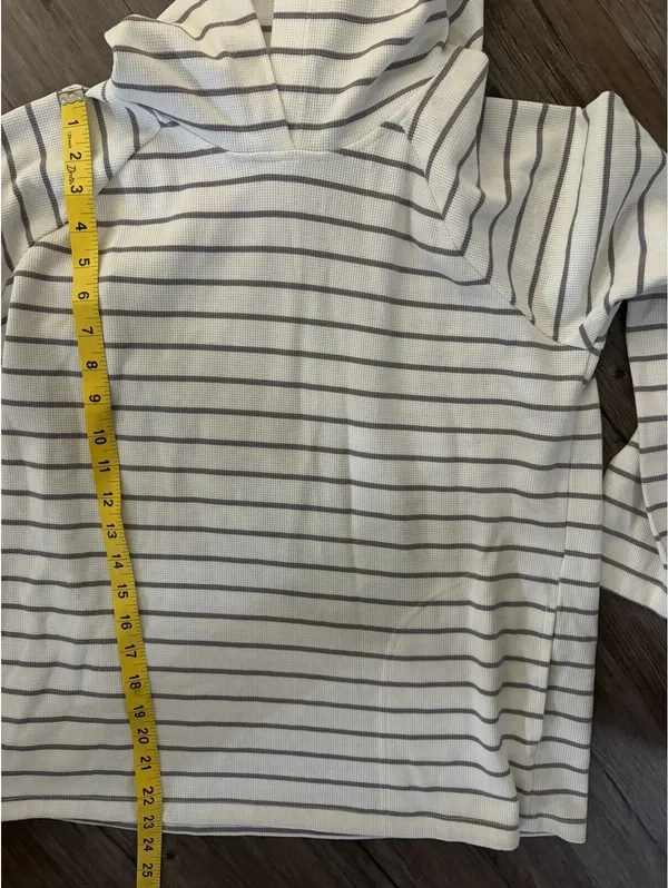Y2K MAX & MIA Women Striped Waffle Knit Hoodie Cream M - Image 4