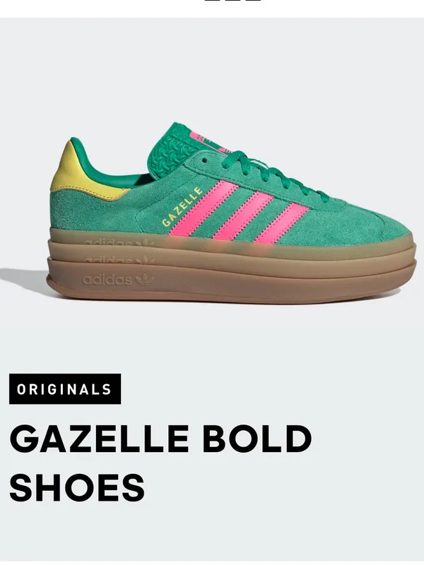 Adidas Originals Gazelle Bold Triple Sole NWOB women’s 8.5 green pink stripe - Image 2