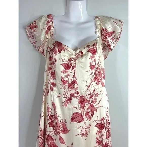 Reformation Sianna Silk Dress In Paris Floral Statin Prarie Sz. 10 NWT Coquette‎ - Image 3