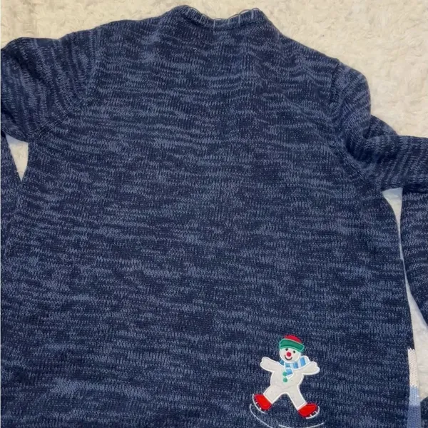 Womens White Stag Vintage Ugly Christmas Sweater / Cardigan Snowmen Medium - Image 4