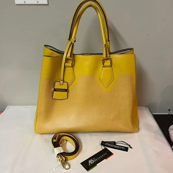 A. Bellucci Italian leather mustard‎ yellow bag B93 - Image 2