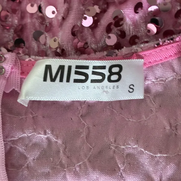 MI558 Sexy Cutout Sparkly Sequin Mini Dress Pink Glam Party Birthday Size S - Image 6