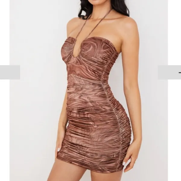 House of CB Brown Swirl Mini Dress - Image 9