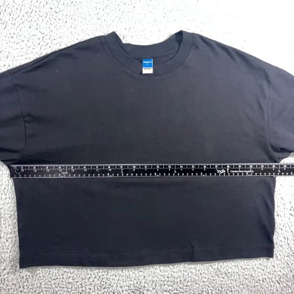 Old Navy Vintage‎ Tee T Shirt Women Small Crop Black Basic Oversized Baggy Loose - Image 4