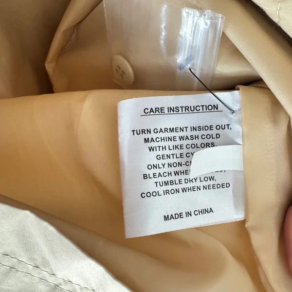 Nine‎ West NWOT Womens Tan Asymmetric Zip Rain Trench Canvas Jacket Size XL - Image 6