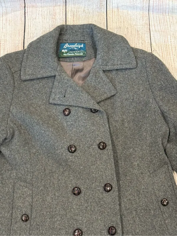 Bromleigh The Classic Peacoat Dark Gray 100% Pure Wool Double Breasted Jacket S - Image 7