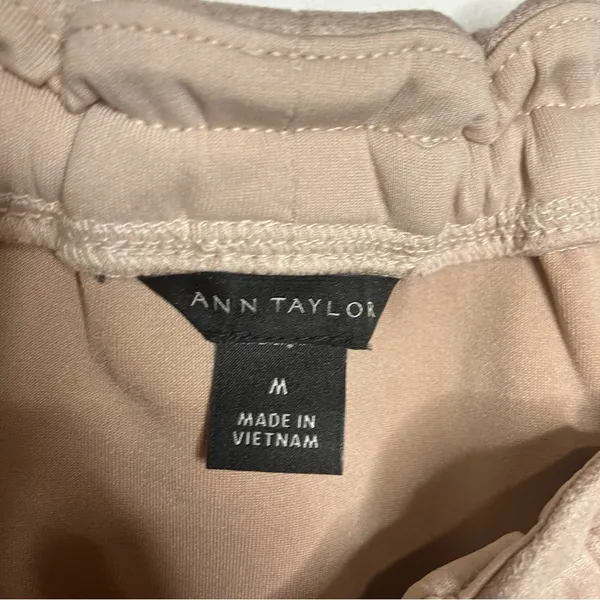 Ann Taylor faux suede top tan‎ women’s size medium business professional neutral - Image 2