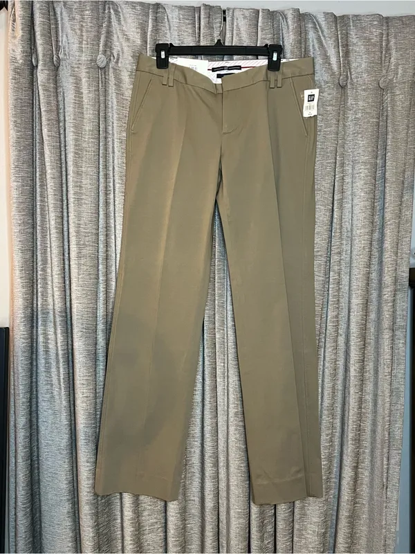 NWT Gap Khaki GapStretch Straight Dress Pants Classic Flat Front Trousers Size 8 - Image 3