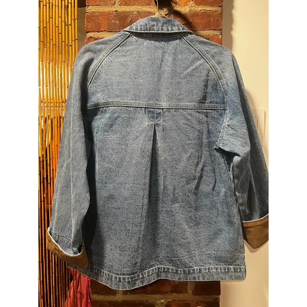 Heartloom Elina Denim Chore Jacket XS Corduroy Cuff Utility Coat - Image 6