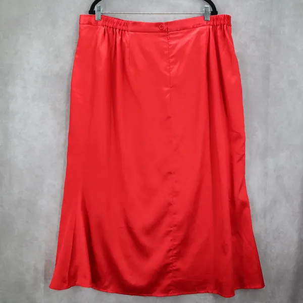 Ashro Red Formal Flare Long Party Satin Chic Vintage Cherry Maxi Skirt Plus‎ 22W - Image 2