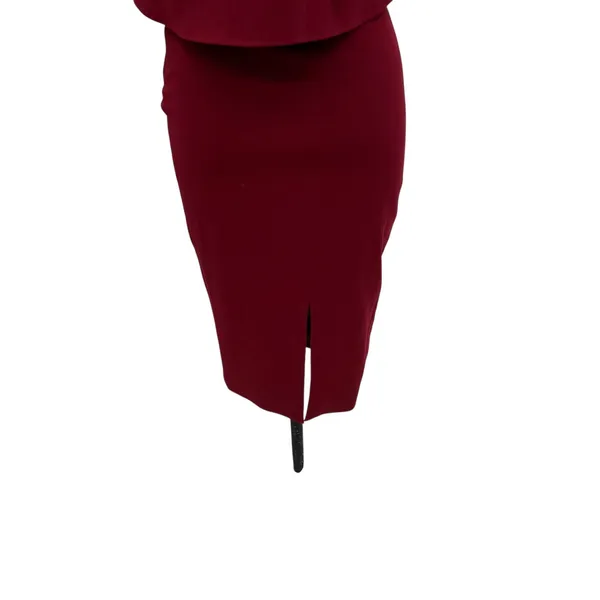 Likely Driggs Midi Dress Sheath Strapless Ruffle Burgundy Red Purple‎ Size 2 - Image 12