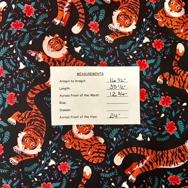 EVA‎ ROSE Tiger Flower Field Knee Length Shirt Dress Shirtdress Tie Waist Small - Image 11