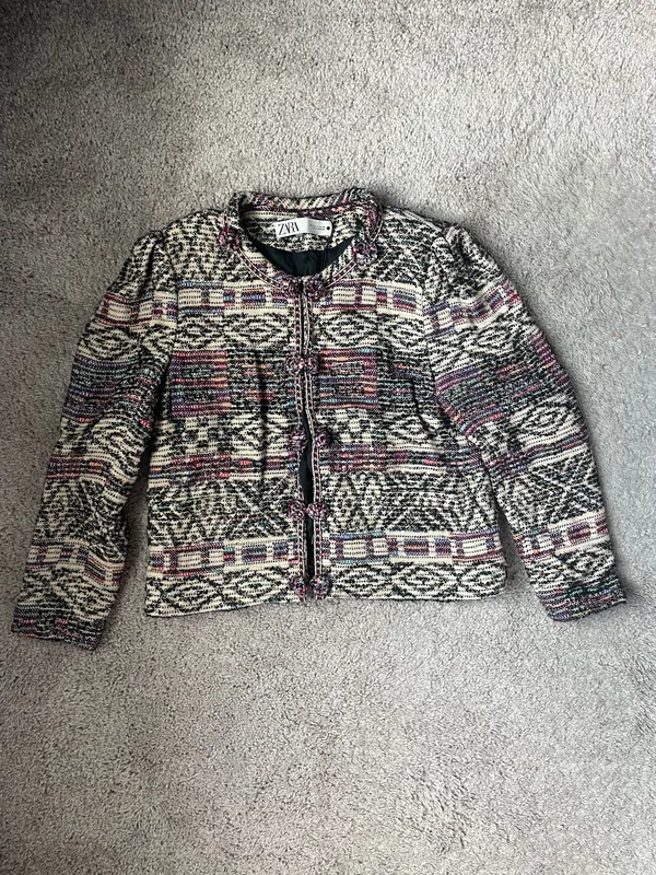 Zara Jacquard Jacket Cardigan Medium - Image 2