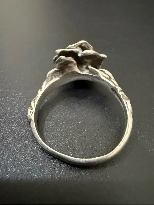 Vintage Signed MARAVA Oxidized Sterling Silver Full Bloom 3D Rose Ring Size 9 - Image 4