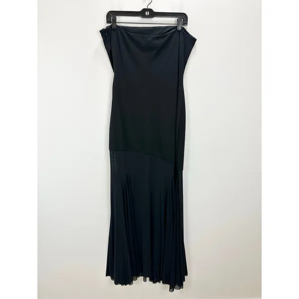 Lulus Elaris Black Mixed Media Strapless Maxi Dress Formal Evening Minimalist XL - Image 10