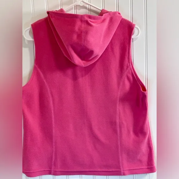 L.L. Bean Hooded Fleece Vest Pink SIZE M. - Image 2