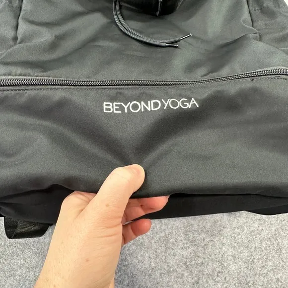 Beyond Yoga Black Nylon Drawstring‎ Backpack Gym Bag with Shoe Compartment - Image 2