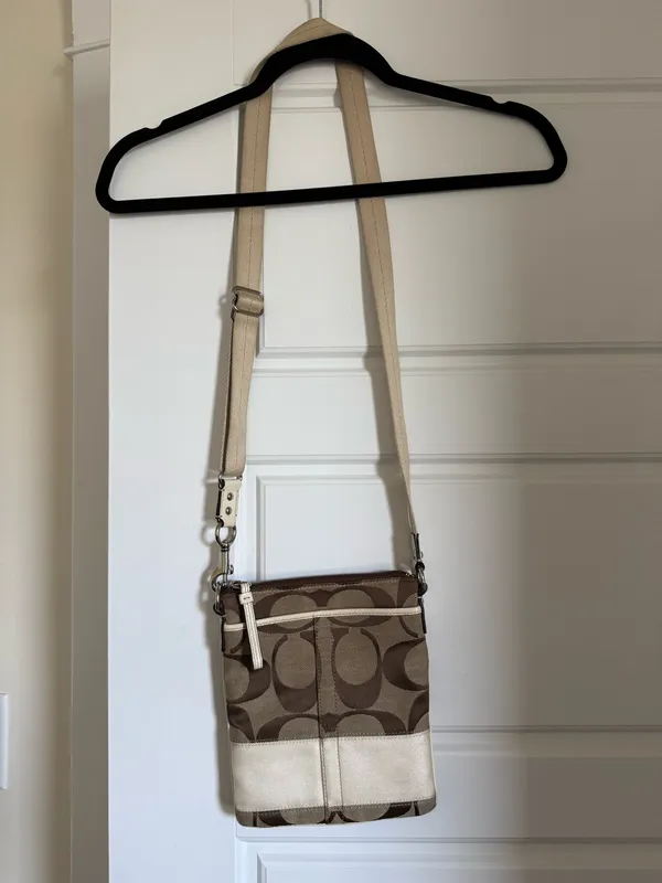 Coach Signature Stripe Swingpack Crossbody Bag Brown - Image 2
