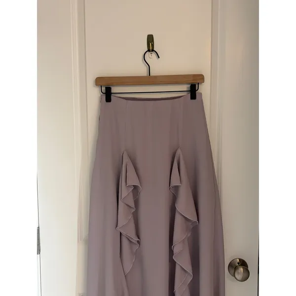 Halara Womens High Waisted Ruffle Front Midi Skirt Lavender Grey Size Small NWT - Image 4