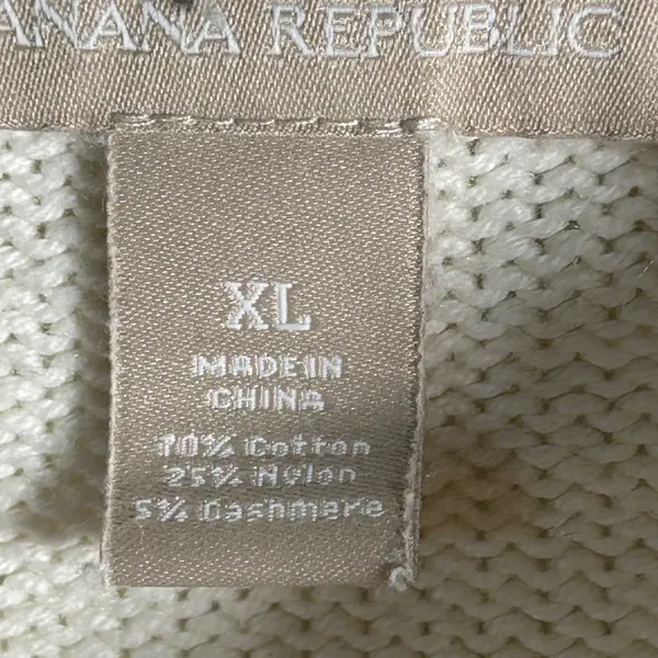 Banana Republic Cream Ribbed Knit Sweater Size XL Cotton Blend Metallic Accents‎ - Image 4