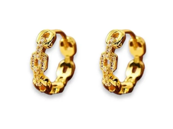 17mm Small Yellow Gold Color Hoop Earrings for Women - Image 4