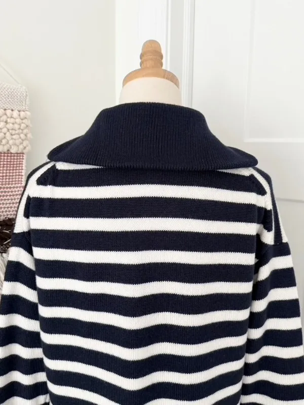 Aritzia Babaton Overseas Striped Sweater Blue White Sz XXS - Image 9
