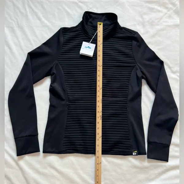 Elegant Black Ribbed Women's‎ Jacket Size M - Image 6