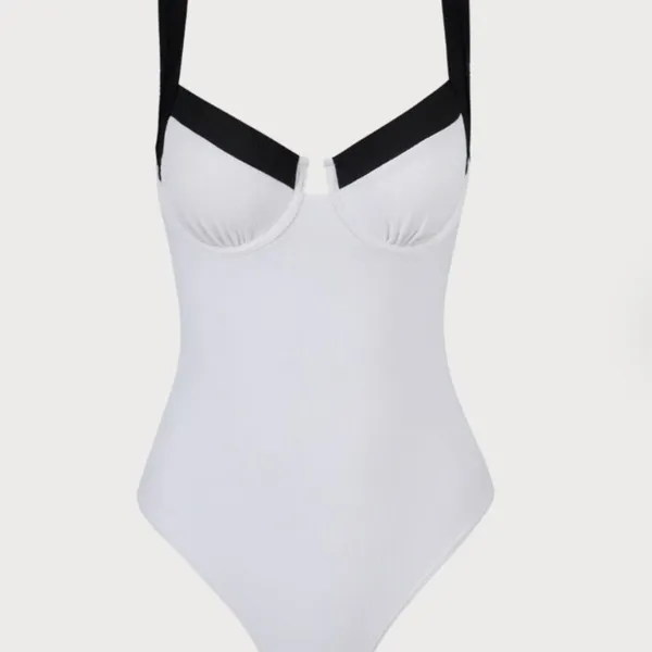 Berlook White Contrast Trim Knotted One-Piece Swimsuit 45 - Image 6